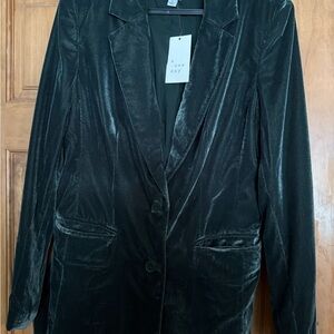 A New Day Women's Velvet Blazer - Dark Green